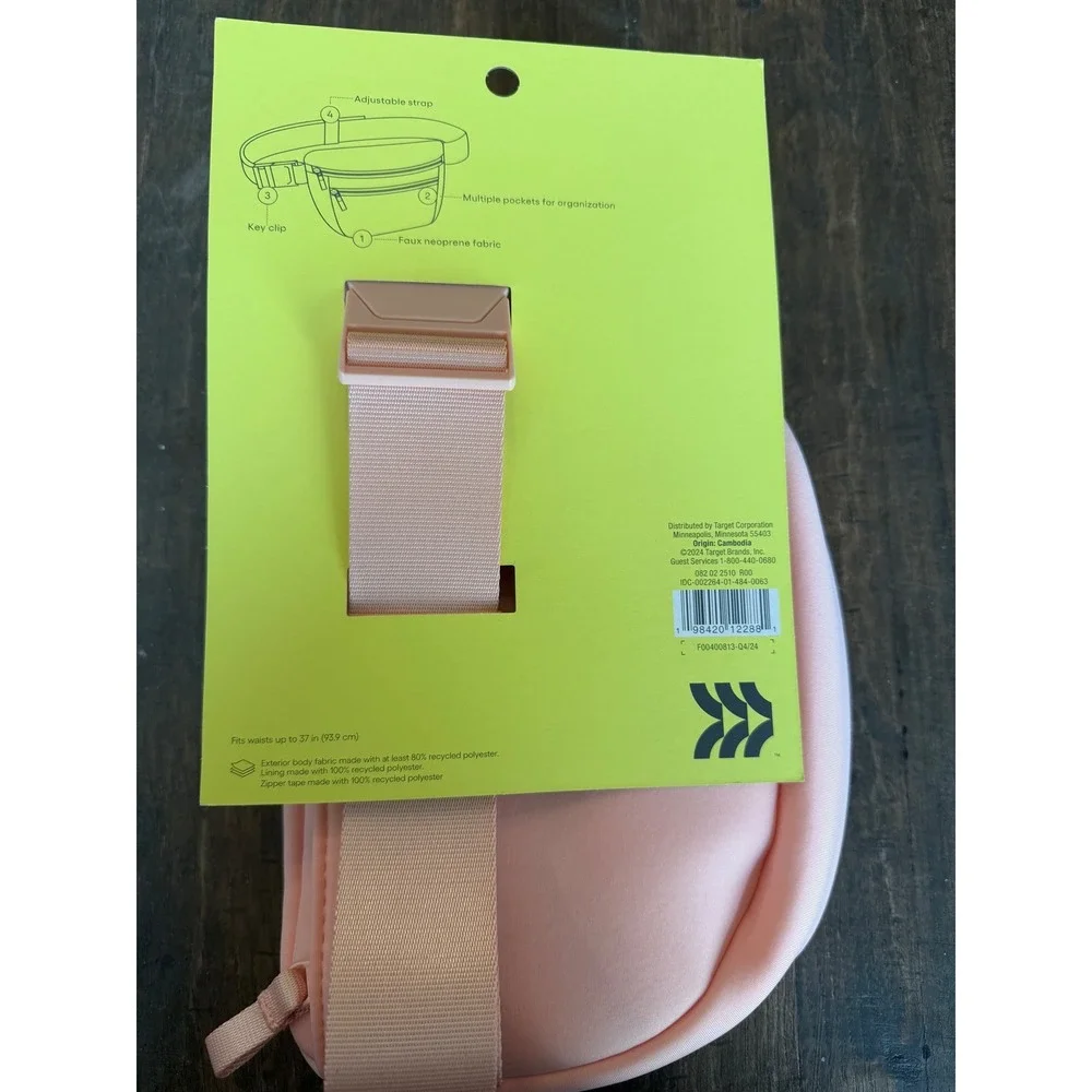 NWT All in Motion Premium Belt‎ Bag Pink Faux Neoprene Water Repellent